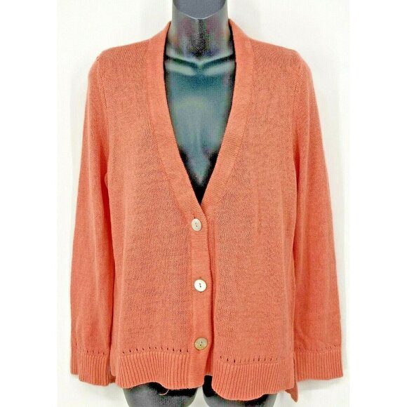 Chicos Cardigan Linen Size 1 Medium Linen Women - Picture 1 of 9